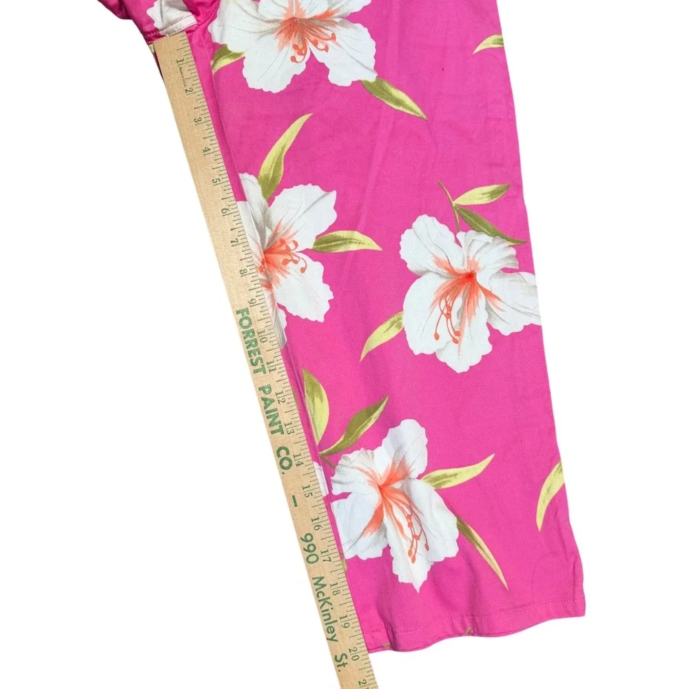 Lauren Ralph Lauren Floral Capri Pants Womens 12 Pink Tropical Hawaiian Stretch